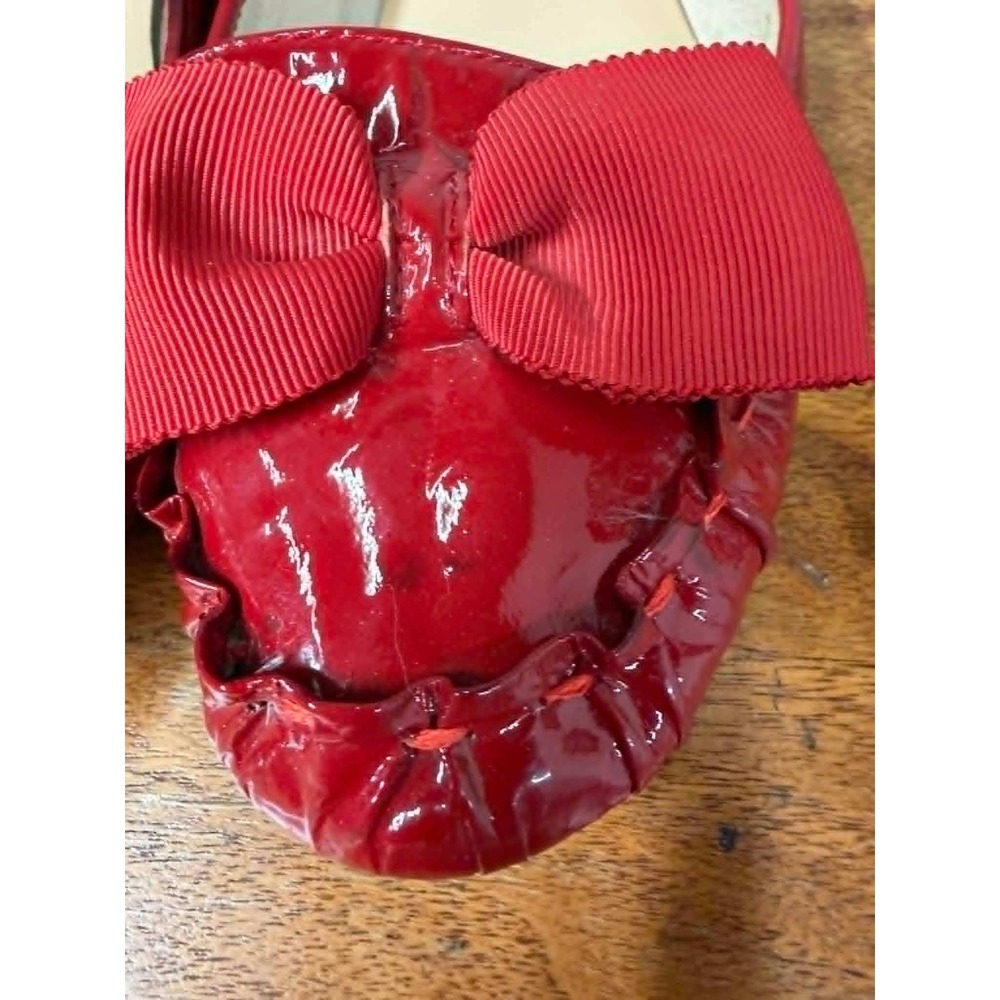 Kate Spade Womens Size 7M Red Patent Leather Bow Ballet Flats  Round Toe Slip On - Picture 3 of 9